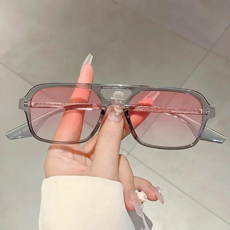 Модные квадратные солнцезащитные очки женские Новые персонализированные с двойной перекладиной Мужские и женские Солнцезащитные очки с УФ-защитой Летние очки