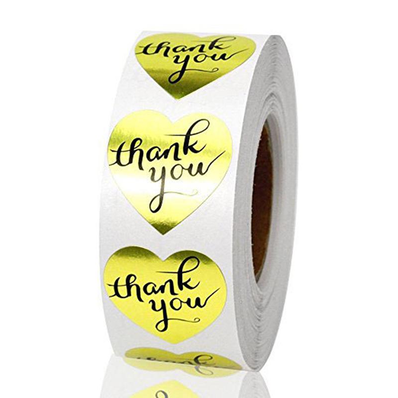 500 Thank You Stickers Mini Diy Craft Gold Heart Shaped Lables Wedding Favour