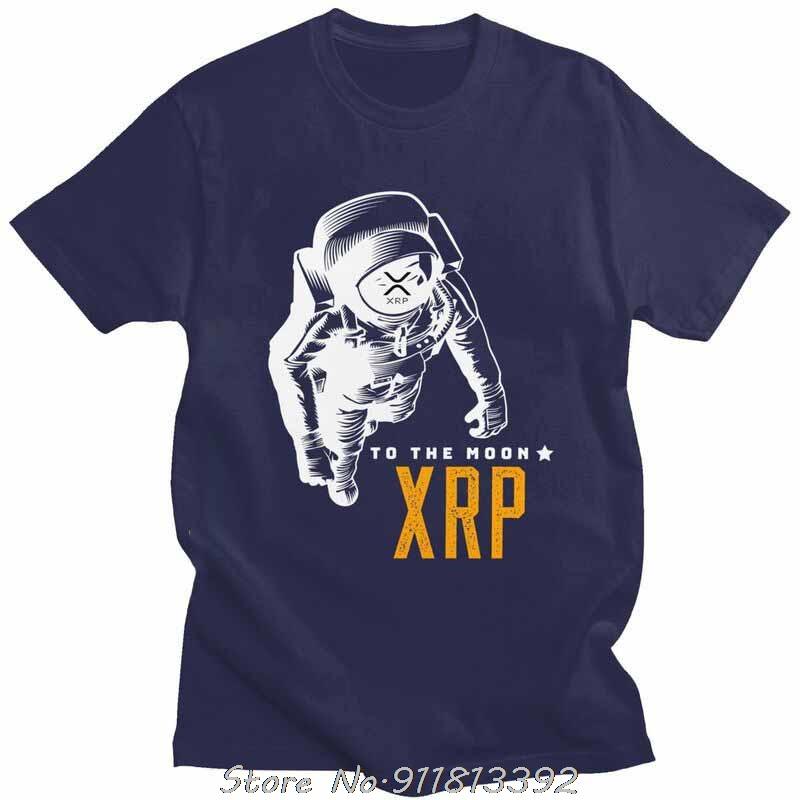 Крутая Потрясающая Волна XRP Луна Футболка Мужская Одежда Круглый Вырез Уличная Мода Биткоин Крипто Футболка Модная Оверсайз Хлопковая Футболка