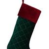 1Pc Plaid Pattern Red Green Christmas Stocking Flannel Fine Texture Stocking Gift Bag Home Decor
