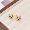 Full Diamond Zircon Fox Stud Earrings Gold High-End Light Luxury Earrings Cute Design Earrings Women