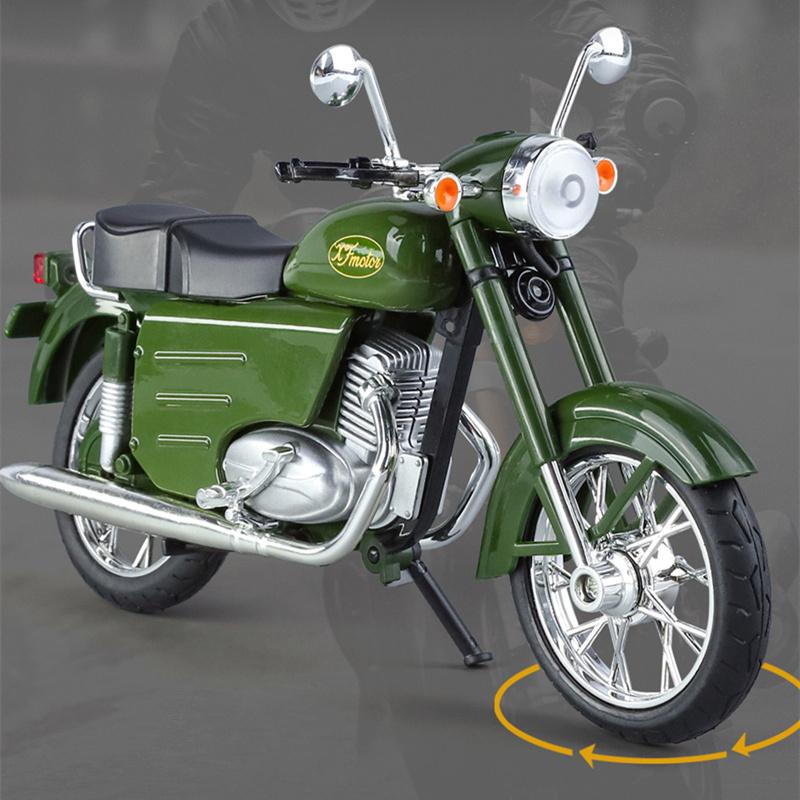 1/10 Jawa 250 Сплав Классическая Ретро Модель Мотоцикла Литье под Давлением Металл Дорожный Мотоцикл Модель Симуляция Звука и Света Детская Игрушка Подарок
