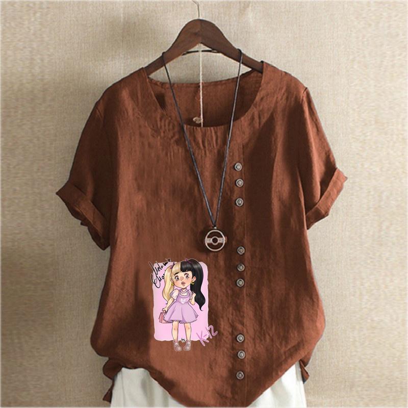 Женская модная футболка с коротким рукавом для девочек, свободная хлопковая рубашка, повседневная свободная летняя блузка, топы больших размеров