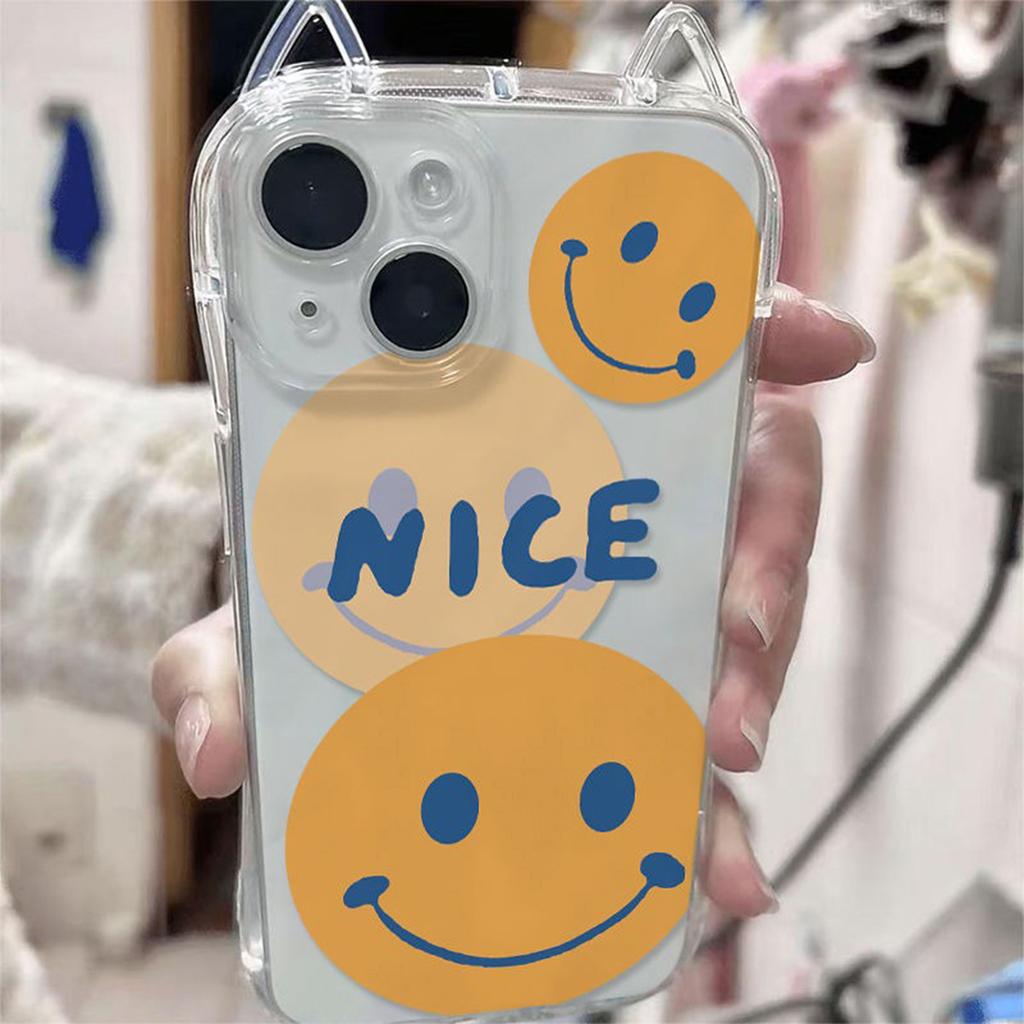 Transparent Cat Ears with Hanging Chain Airbag Anti-fall Mobile Phone Case Mobile Phone Anti-fall Soft Shell Tpu Silicone Mobile Phone Case