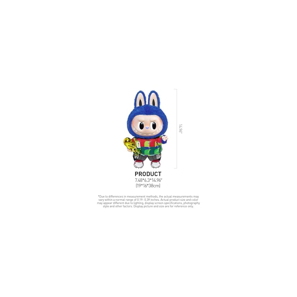 Pop Mart The Monsters Серия FIFA Плюшевая игрушка Лабубу Кукла из мягкого винила Брелок 15 см