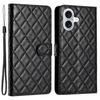 For iPhone 16 Case Rhombus Flip Folio Leather Cell Phone Cover