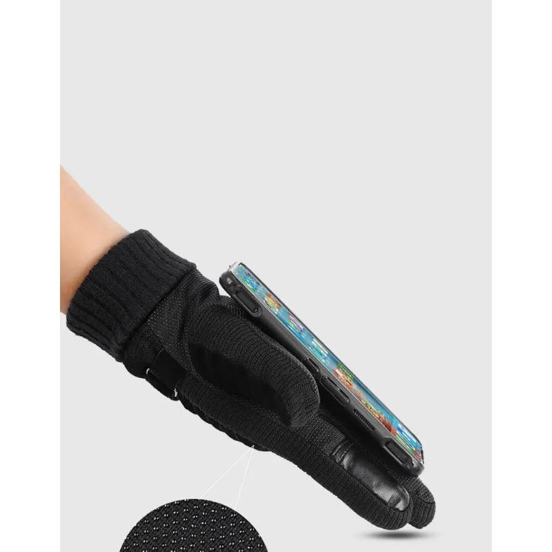 Gloves Men's Winter Cycling Motorcycle Windproof Cold Insulation Warm Leather Touch Screen Anti-Slip Thick Pile