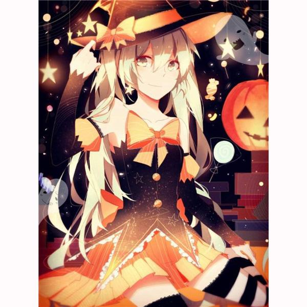 5D Diamond Embroidery Anime Girl Diamond Painting Halloween Pumpkin Cross Stitch Kit Mosaic Picture Home Decoration Kids Gifts