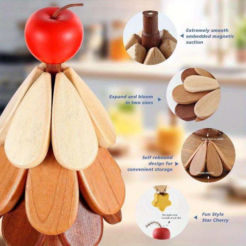 1/2set Wooden Christmas Tree Coaster Heat-Resistant Pad Set Multi-functional Table Mats for Home Kitchen Dining Holiday Decor