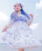 Milky Time Women's Sweet Lolita Dress, Natural Organza Shell Cosplay Costume, Medium (Blue)