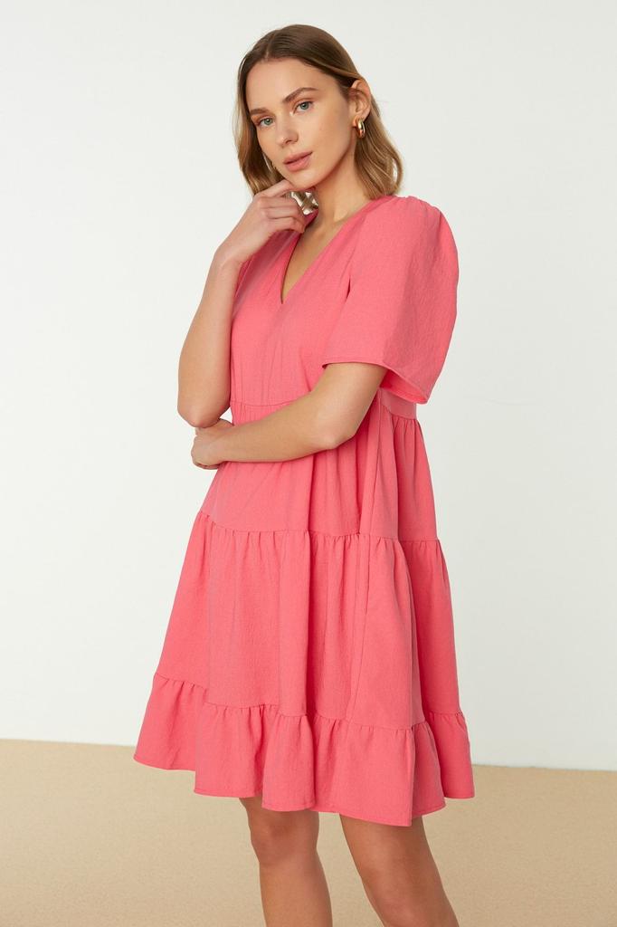 Women's Style Dress Emerald Green Wide Cut Mini Woven Dress