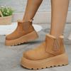 Women's Thick-Soled Snow Boots Winter 2025 New Arrival Fleece-Lined Thickened Warm Boots Bread-Style Women's Shoes Size 42 Cotton Boots