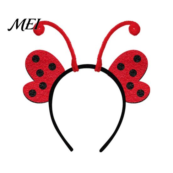 Ladybug Hair Accessory Insect Wing And Antenna Headband, Cute Butterfly Bee Kids Hairband Non-slip Felt Headpiece for Halloween Cosplay Party Dress Up