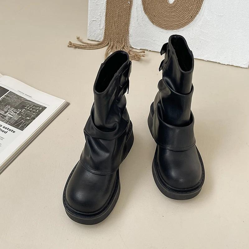 Fashion 2024 New Women Western Cowgirl Boots Fashion Slip On Short Boots Autumn Winter Thick Heel Women's Shoes