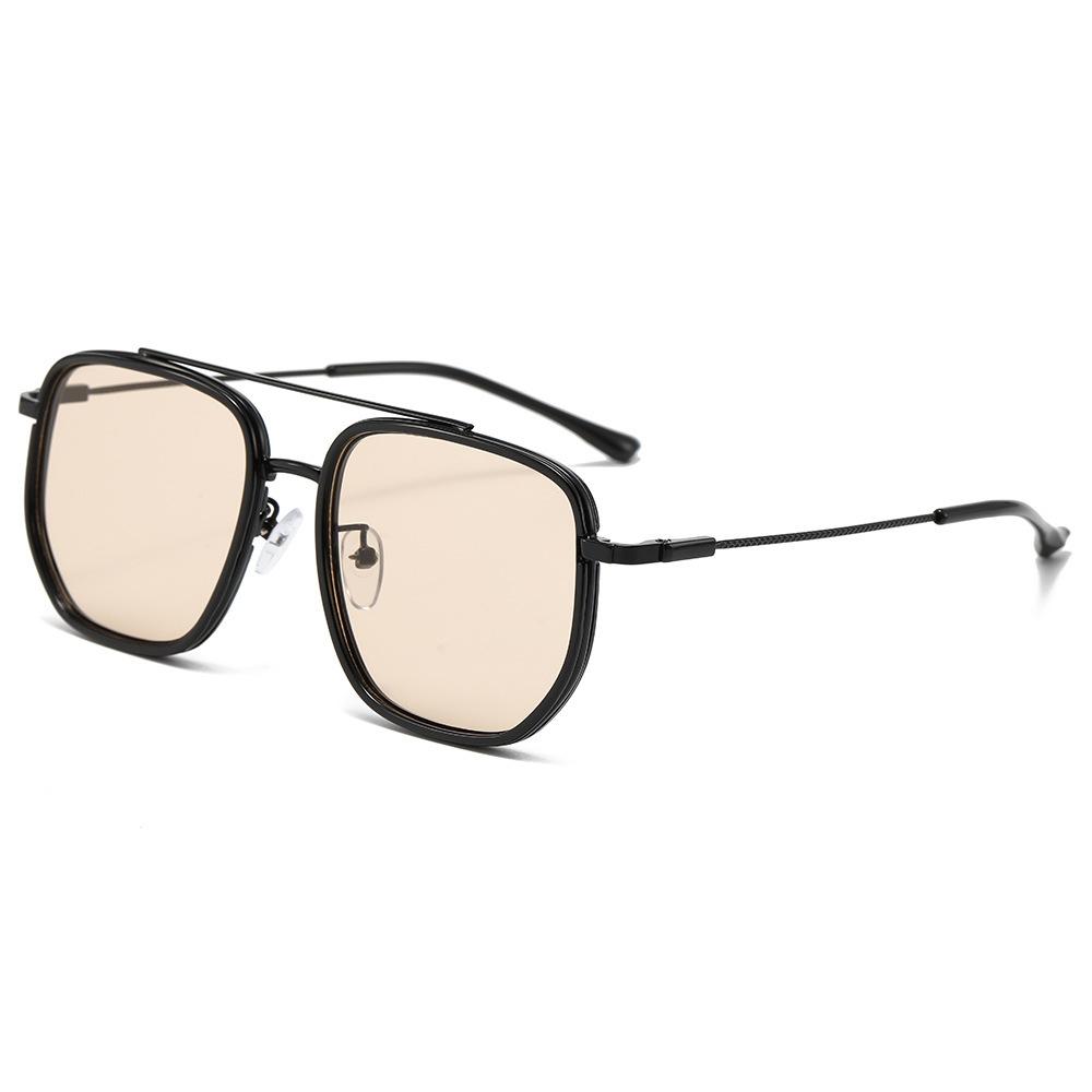 Large Frame Metal Sunglasses Anti-Blue Outdoor Glasses Square Retro Aviator Sunglasses