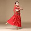 Girl Kids Tulle Indian Belly Dance Clothing Children Performance Costume Tops+Skirt +Waist Chain Bracelet 4pcs Dance Set