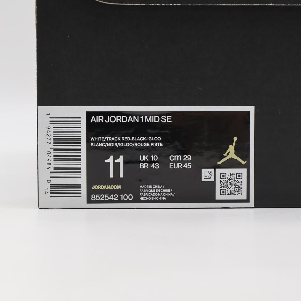 852542-100 Nike Air Jordan 1 Mid SE Черный Gym Red Белый Light Smoke Grey (Мужской)