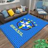 Blue Carpet with Brazil CBF Shield Design and Gold Stars Decor Suitable for use as an anti-slip for living room bedroom sofas