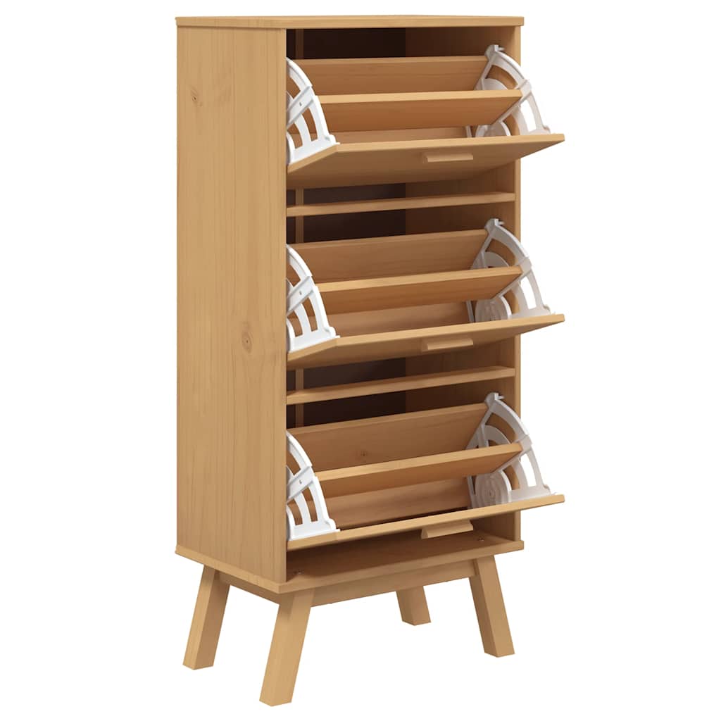 Shoe Cabinet OLDEN Brown 55 x 35 x 120 cm Solid Pine Wood