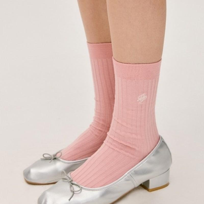 DEPOUND mercerized cotton logo socks - pink