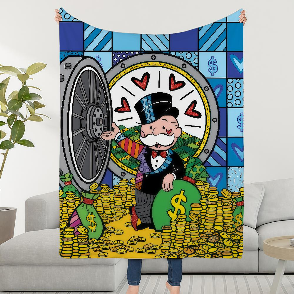 Модный плед-покрывало с принтом R-Romero B-Britto Monopoly, суперуютный, плюшевый, для гостиной, дивана, детские подарки на день рождения