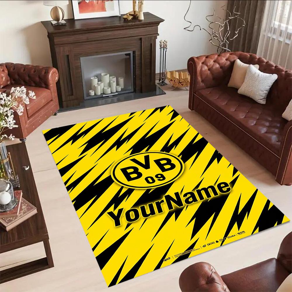 Borussia Dortmund Personalized Name Carpet Suitable for Game Room Hallway Bedrooms Playrooms Antislip Carpet Office home decor Best for Christmas