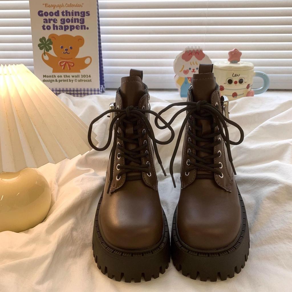 Platform Round Toe Female Short Shoes Spring Autumn Booties New In Goth Women's Ankle Boots Comfortable and Elegant Footwear