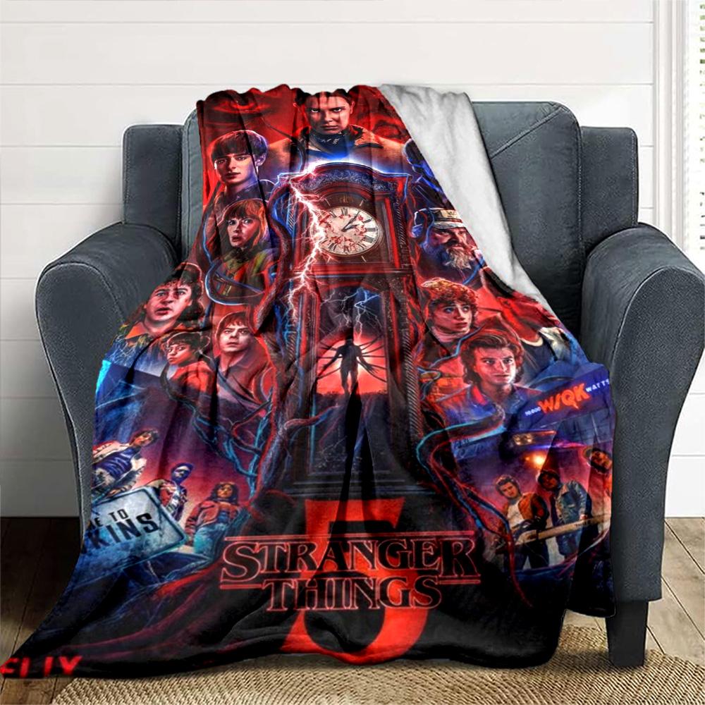 Stranger Print Flannel Blanket High Quality Warm Comfortable Cover for All Seasons Perfect for Gifts Home Decor