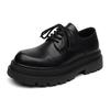 Korean Version Ins Round Head Leather Shoes Men's Niche Muffin Sole Derby Shoes British Casual Versatile Trendy Shoes 58863-A