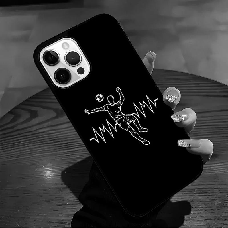 Soccer Heartbeat Phone Case For iPhone 17 Air 16 15 14 13 12 11 Pro Max Max Plus Bumper Case Cover