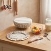 Retro Striped Kitchen Storage Accessories Sourdough Jars Covers, Reusable Elastic Linen Bowl Elasticized Covers for Refrigerator Breathable Cloth Food