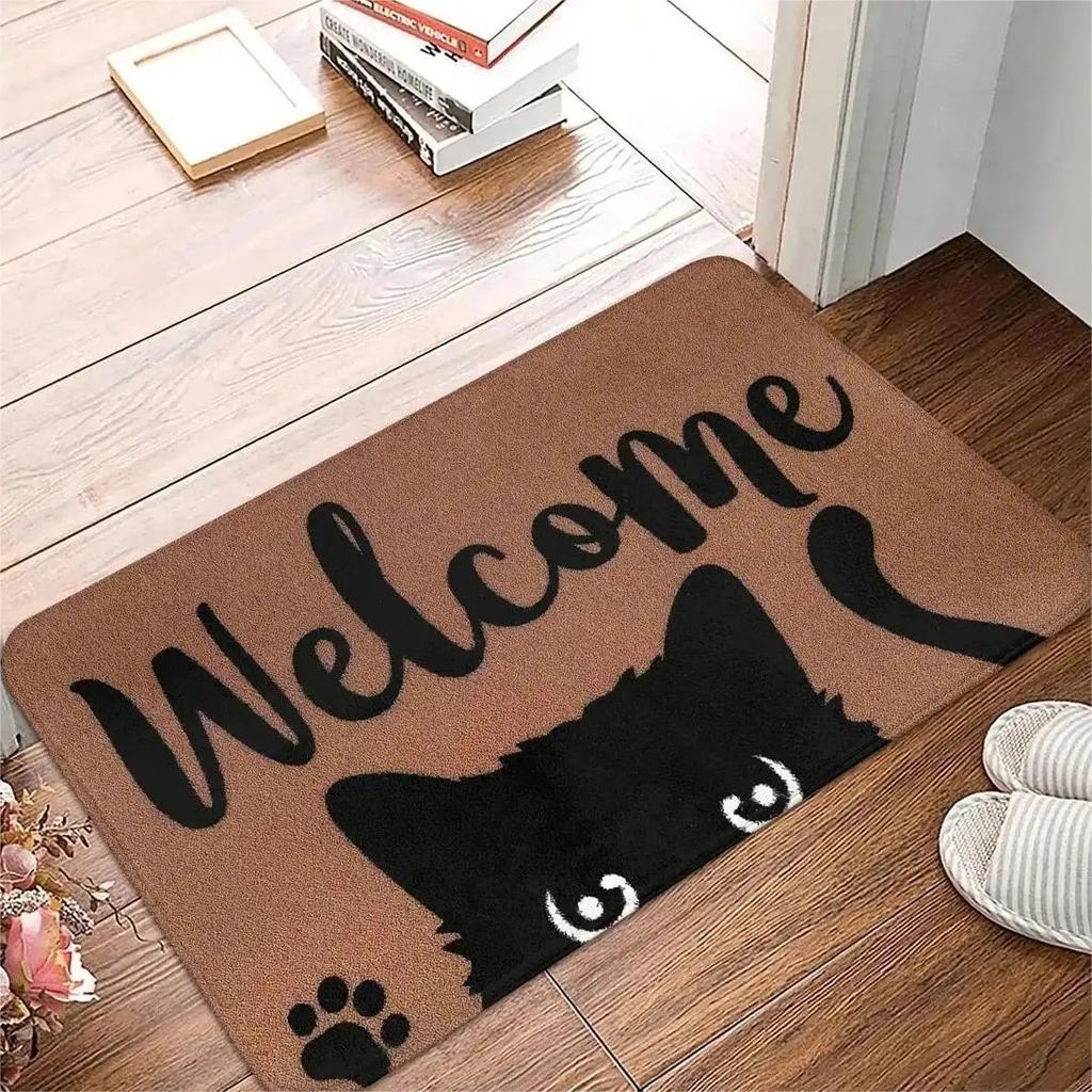 Cute Cat Pattern Entrance Door Mat Welcome Mat Bathroom Kitchen Non-slip Floor Carpet Washable Bedroom Home Decoration Small R