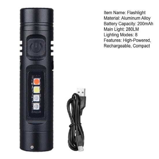 Rechargeable Mini Flashlight 500 Lumens High Power LED Torch with 3 Modes Low Strobe Handheld Emergency Torch for Camping Hiking Outdoor Use