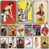 Sexy Girl Pin Up Girls Plaque Vintage Metal Tin Signs Cola Beer Airplane Metal Poster Retro for Bar Pub Club Home Wall Art Decor