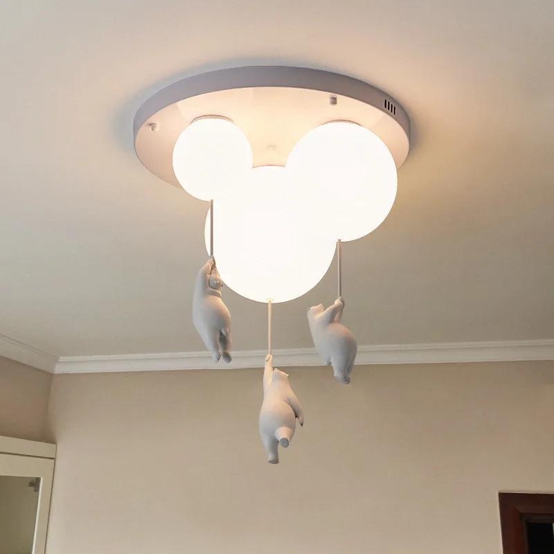 Мультяшный медведь Детские светодиодные люстры Воздушные шары Светильники для детей Спальня Гостиная Столовая Подвесные светильники Дизайнерские лампы