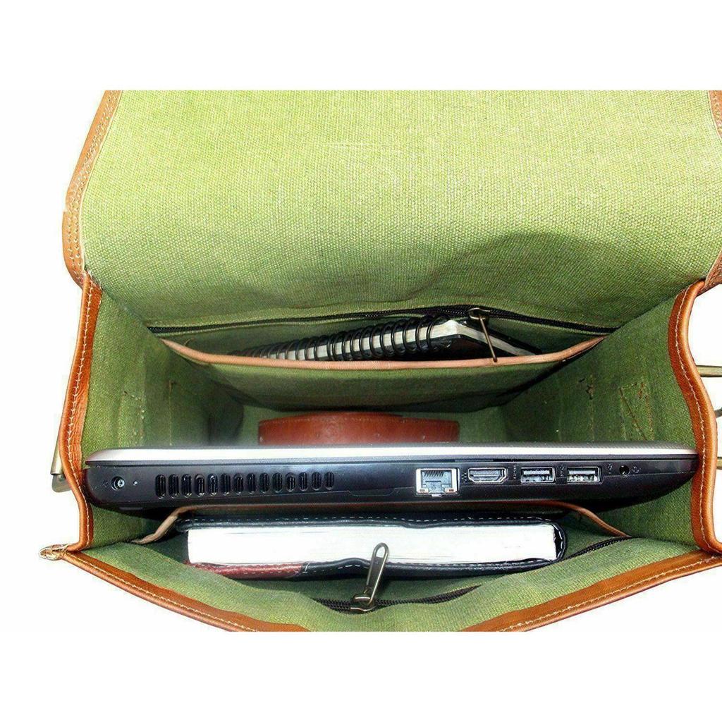 Men Genuine Vintage Brown Leather Messenger Bag Shoulder Laptop Bag Briefcase