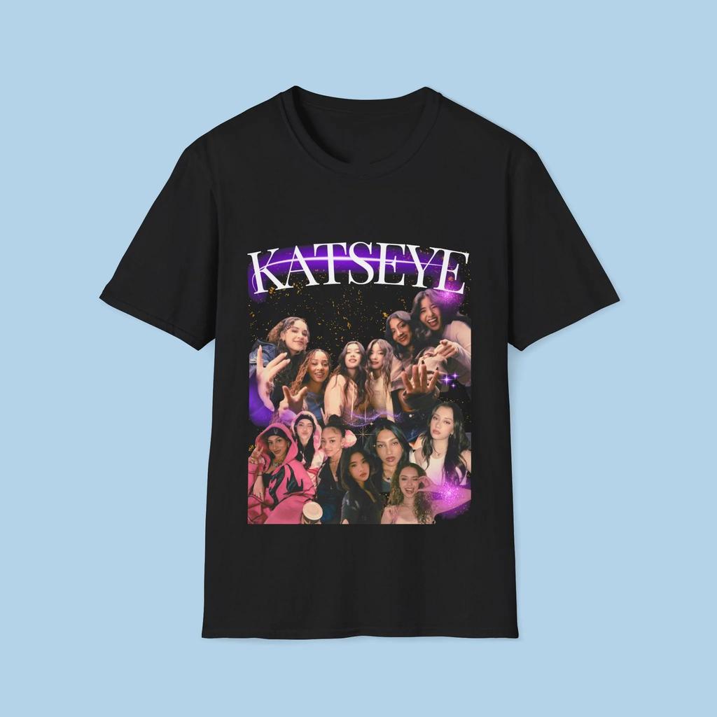 Hot Sale Super KATSEYE Poster Graphic Print T-shirt Men Women Loose Casual Oversized Top Cotton Short-sleeved O-Neck High-street K Pop Summer New Tee