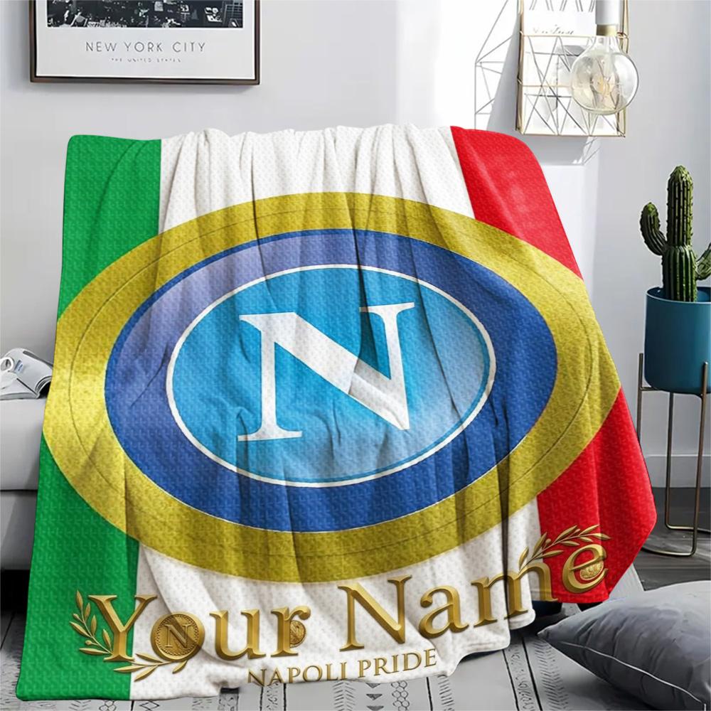 1PC Napoli Crest Custom Name Patterned Flannel Blanket Suitable For All Seasons For Home Decor Warmth And Comfort Gifts Holiday Present