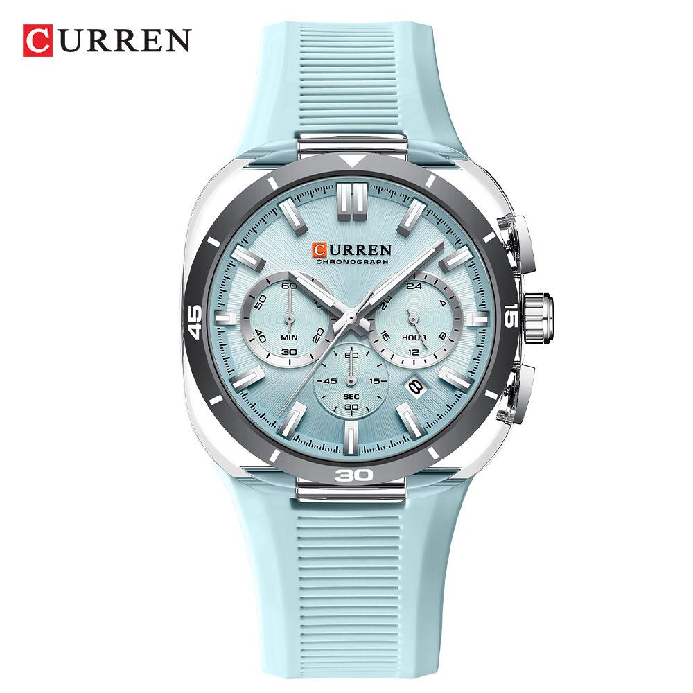 Fashion Sports Watch for Men Multifunction Chronograph Quartz Wristwatch Luminous Hands Rubber Band Daily Watch