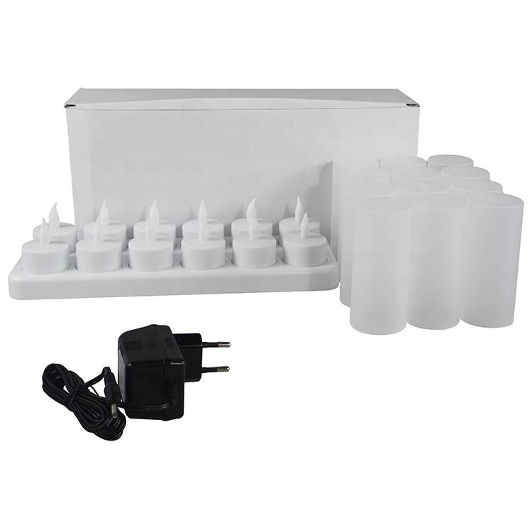 Set of 12 Sample Available Warm White Flickering Electric Flameless Rechargeable LED Tea Light Candles for Home Decor