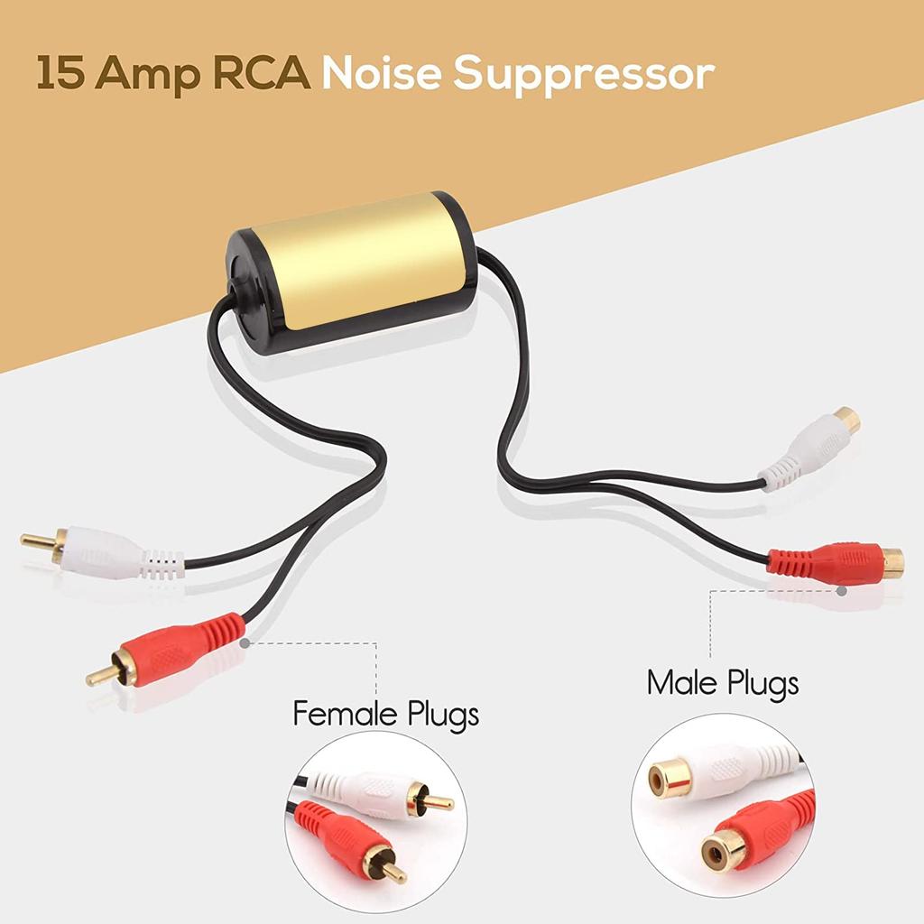 Audio Noise Filter Ground Loop Isolator Noise Filter for Car Stereo System 15A Alternator Noise Reduction