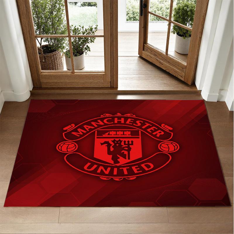Manchester United Design Crystal Velvet Rug Soft Decorative Mat for Bedroom Entrance