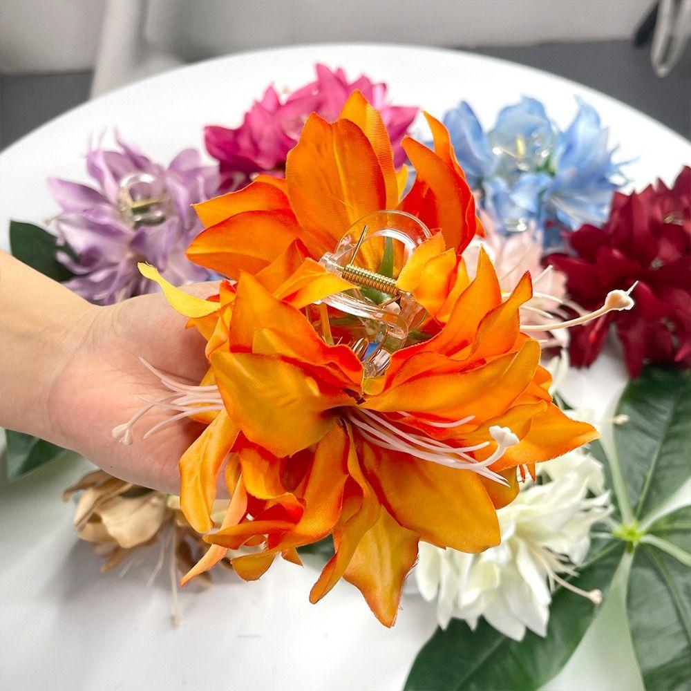 Korean Style Floral Shark Clip Fairy Sweet Hair Catches Simulation Flowers Hair Claw Beach