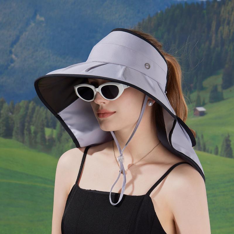 Летняя уличная шляпа от солнца с цветным клеем, с большими полями, шляпа с открытым верхом, для морского отдыха, шаль для защиты шеи от солнца, шляпа-ведро