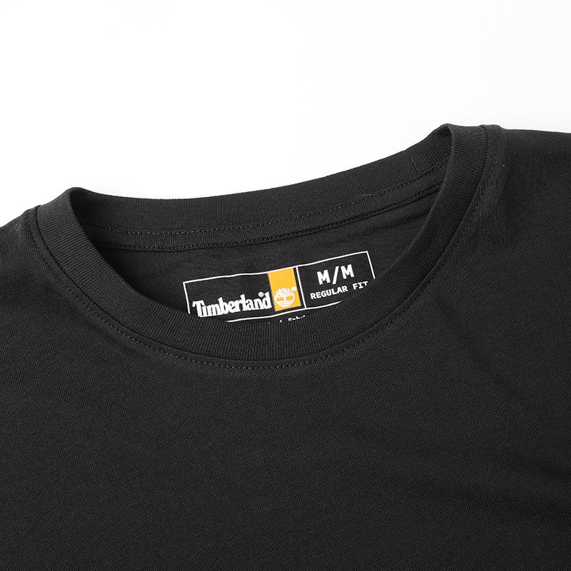 Timberland Футболка Mountain Series Outdoor из хлопка, удобная, повседневная, с круглым вырезом и длинным рукавом, мужская, черная, A5XVK-X65