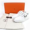 Pristine HERMES sneakers Innocent embroidered patches white canvas Women 38.5 Used