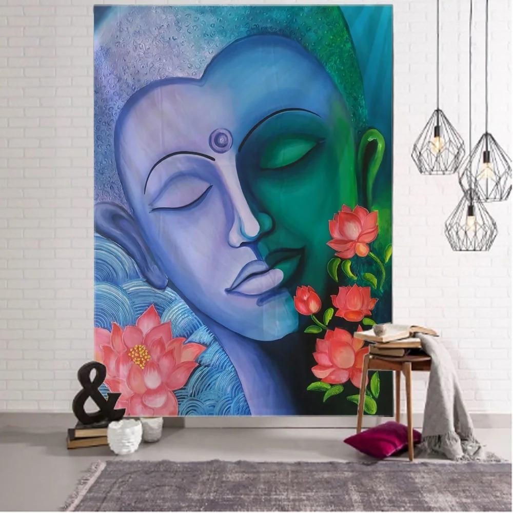 Статуя Будды Медитация Узор Гобелен Украшение стены Дома Гобелен Спальня Гостиная Гобелен
