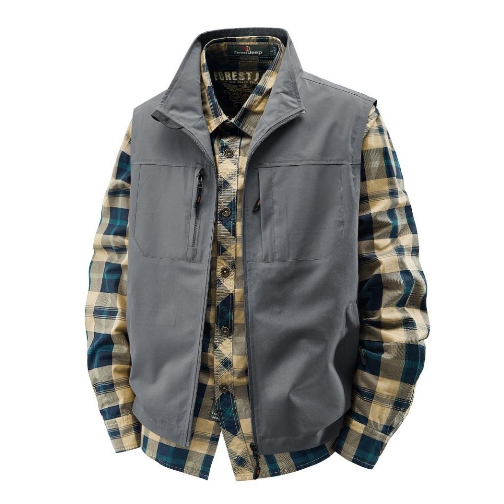 Летний мужской уличный дышащий жилет без рукавов Мужской повседневный жилет с несколькими карманами Мужской карго сафари рабочий жилет Большой размер 6XL