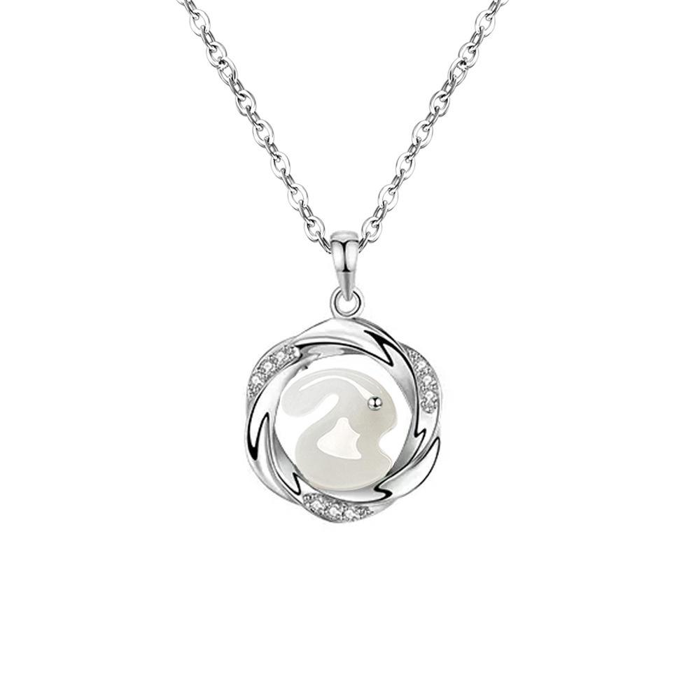 Ожерелье в виде зайца из нефрита в национальном стиле, женское слово, персонализированная цепочка для ключицы, симпатичная подвеска, ювелирное изделие