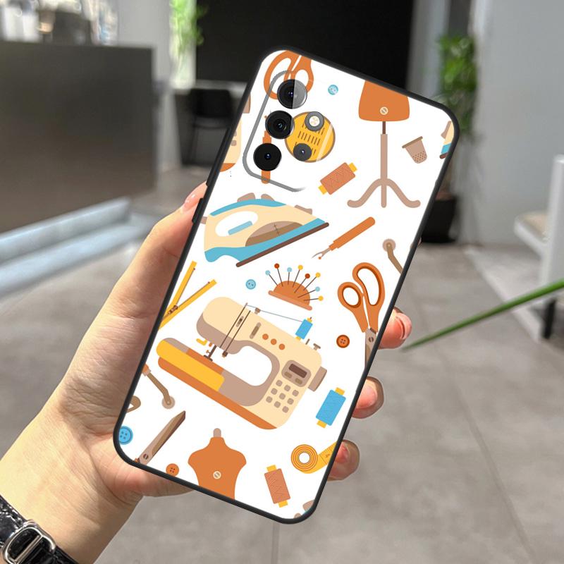 sewing machine tailor pattern Case For Samsung Galaxy A22 A32 A52 A15 A16 A05 A26 A36 A56 A53 A33 A13 A34 A54 A14 A35 A55